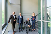 (v.r.n.l.): Personalvorständin Constance von Struensee, der stellvertretende Vorstandsvorsitzende Jörg Marx, Vorstandsvorsitzender Dr. Markus Horneber, Vorstand Sebastian Polag