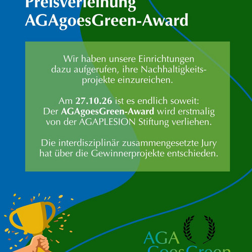 SAVE THE DATE: Am 27.10.26 findet die Preisverleihung des AGAgoesGreen-Awards statt! 📆

Aus über 20 Einsendungen hat die...